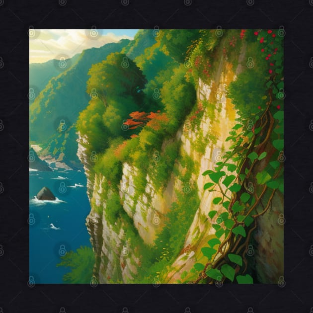 Lush Cliff - Cliffside View of the Sea of Swords by CursedContent